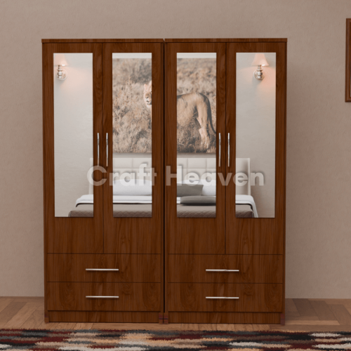 Luxis 4 Door Double Mirrored Wardrobe