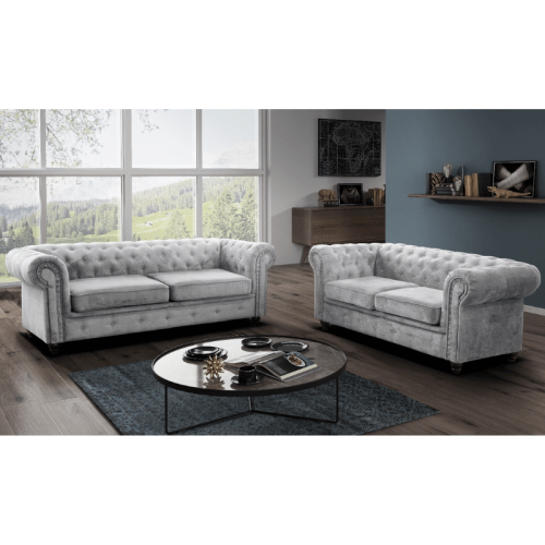 PLUSH VELVET CHESTERFIELD 3+2 SEATER  SOFA