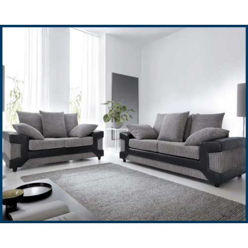 DINO JUMBO CORD DUAL FABRIC 3+2 SEATER SOFA 