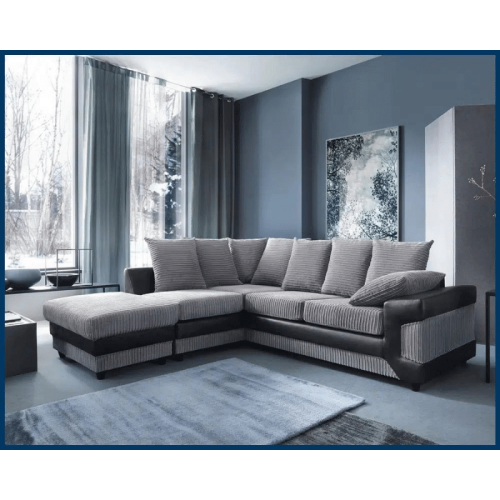 DINO JUMBO CORD DUAL FABRIC CORNER SOFA 